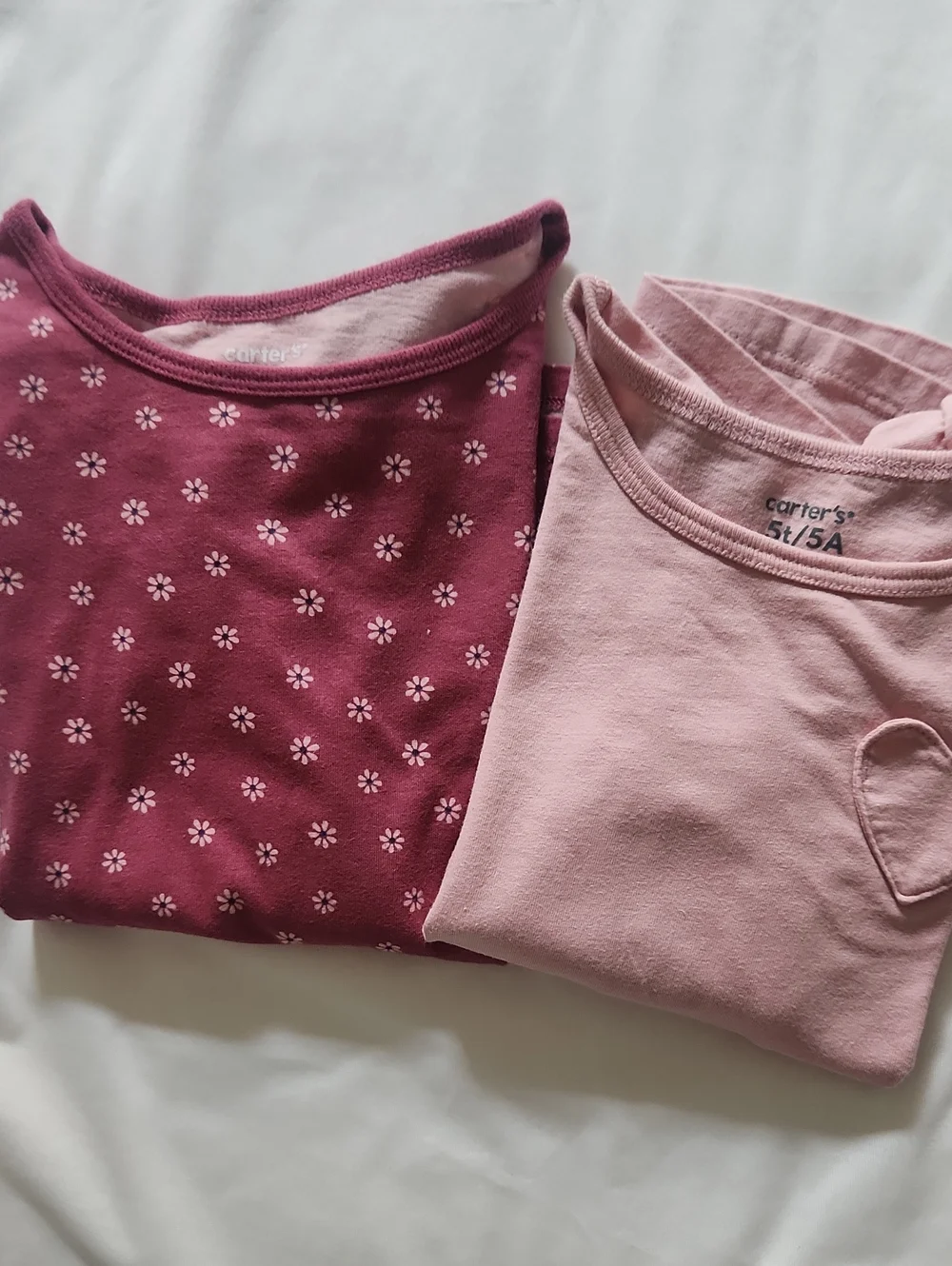 Carter's Pink & Mauve Long-Sleeve Floral and Heart Tee Set
